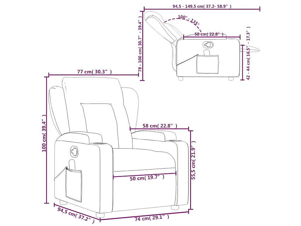 Fauteuil inclinable de massage Crème Similicuir