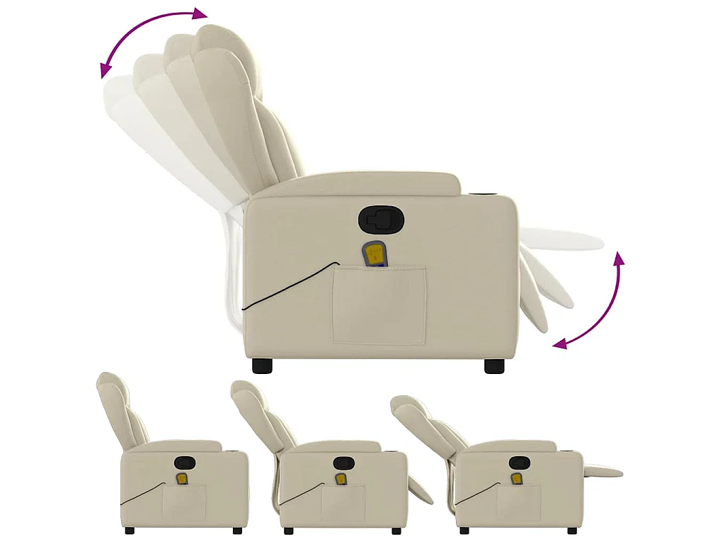 Fauteuil inclinable de massage Crème Similicuir