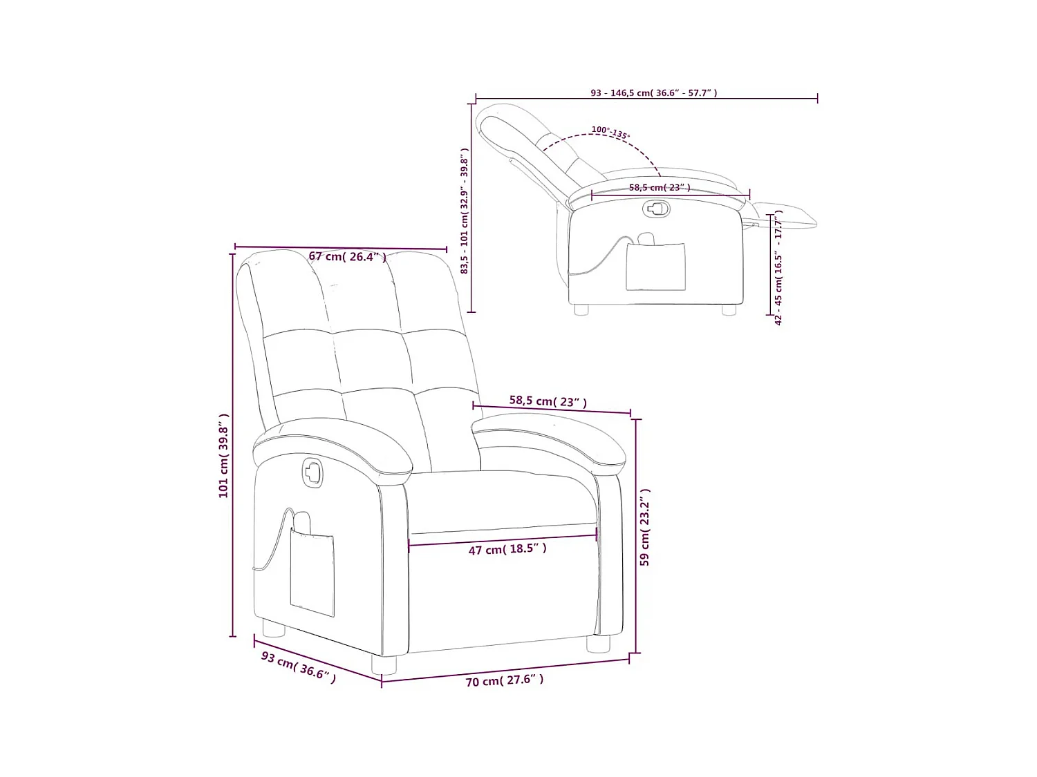 Poltrona Massaggiante Reclinabile Crema in Tessuto