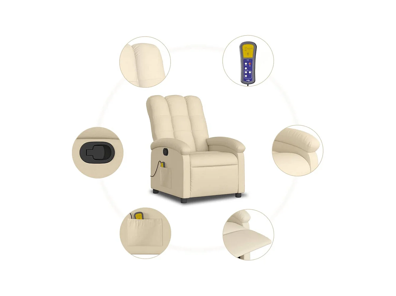 Poltrona Massaggiante Reclinabile Crema in Tessuto