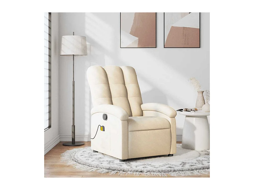 Fauteuil de massage inclinable Crème Tissu
