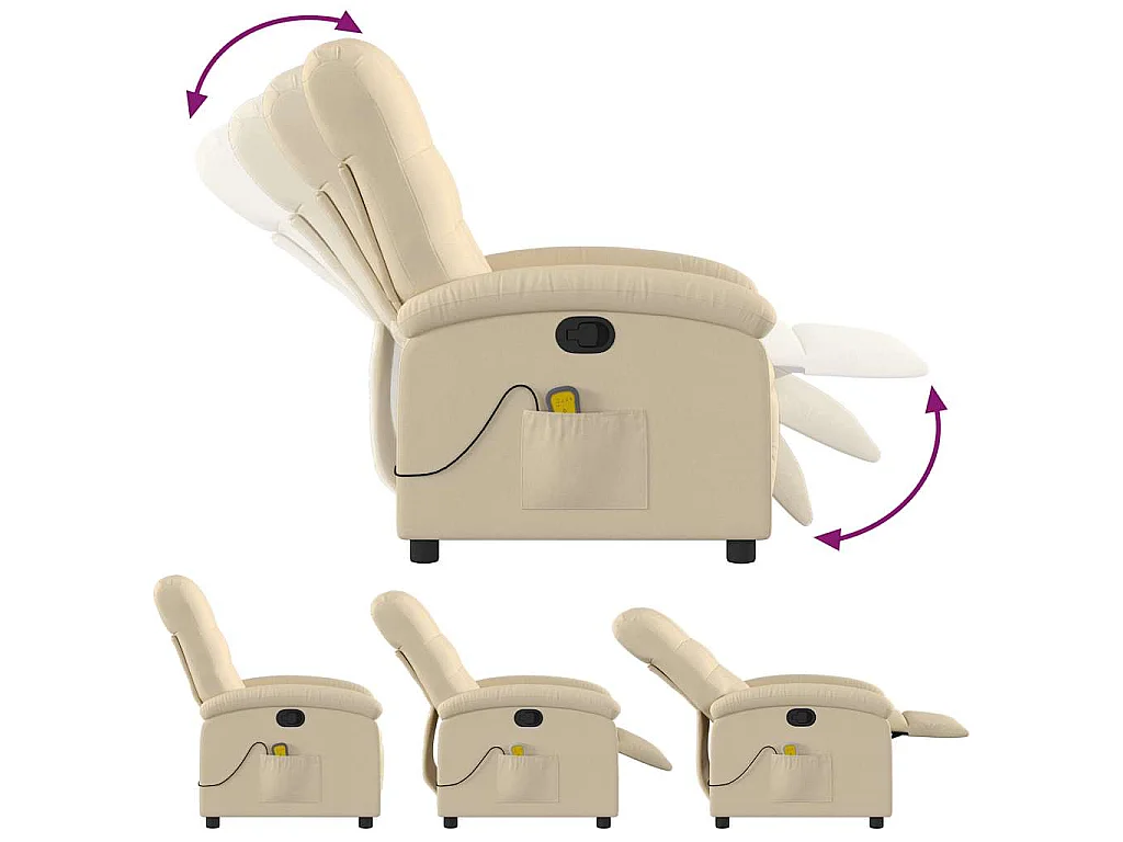 Fauteuil de massage inclinable Crème Tissu