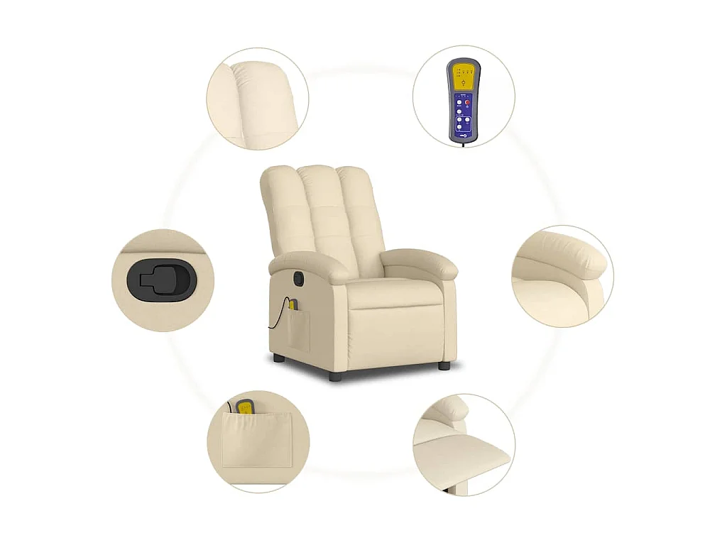 Fauteuil de massage inclinable Crème Tissu