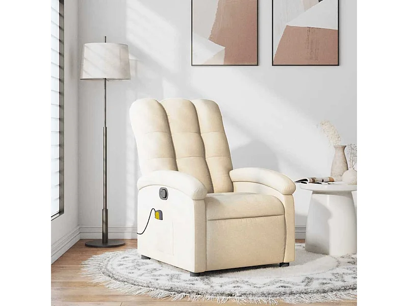 Poltrona de massagens reclinável tecido cor creme
