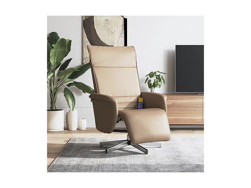 Massagesessel mit Fußteil Cappuccino-Braun Kunstleder