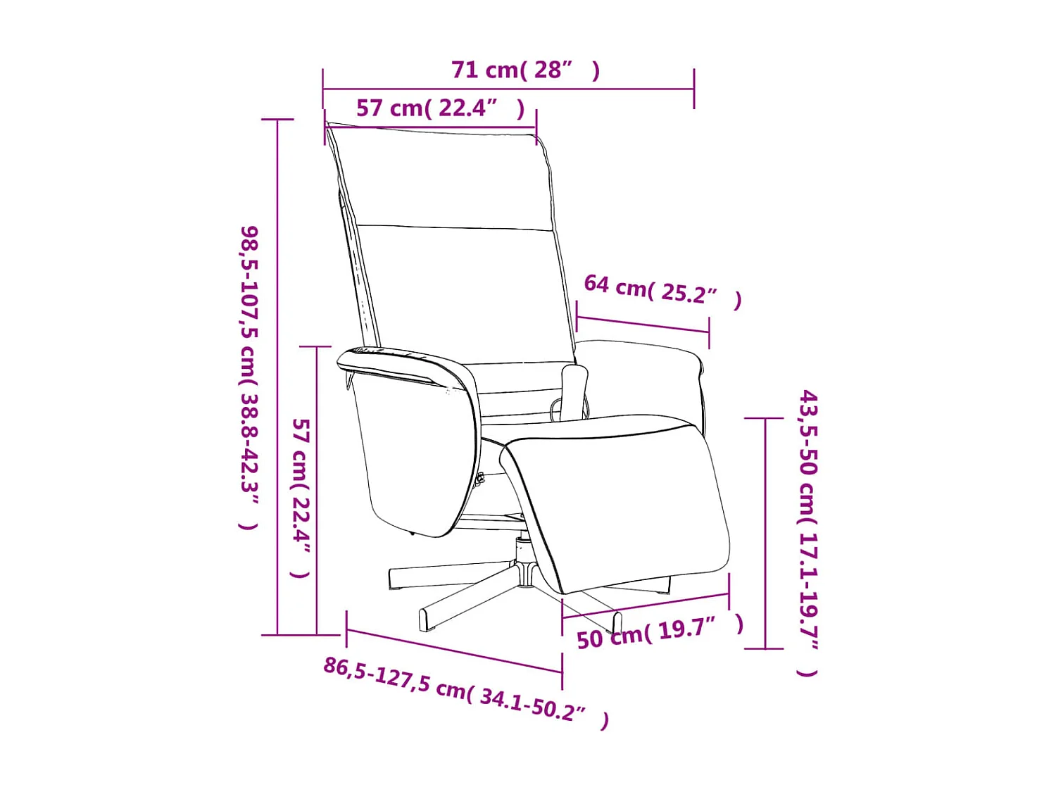 Fauteuil inclinable de massage repose-pieds cappuccino