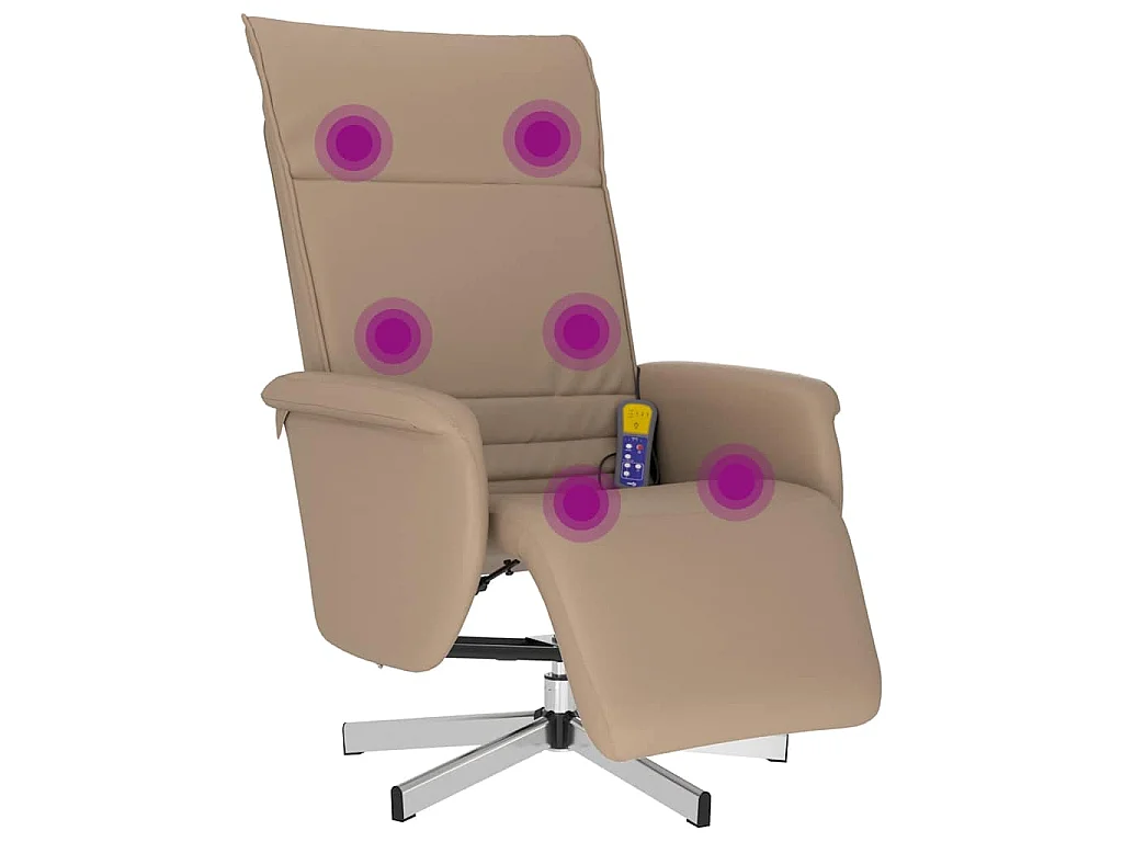 Fauteuil inclinable de massage repose-pieds cappuccino