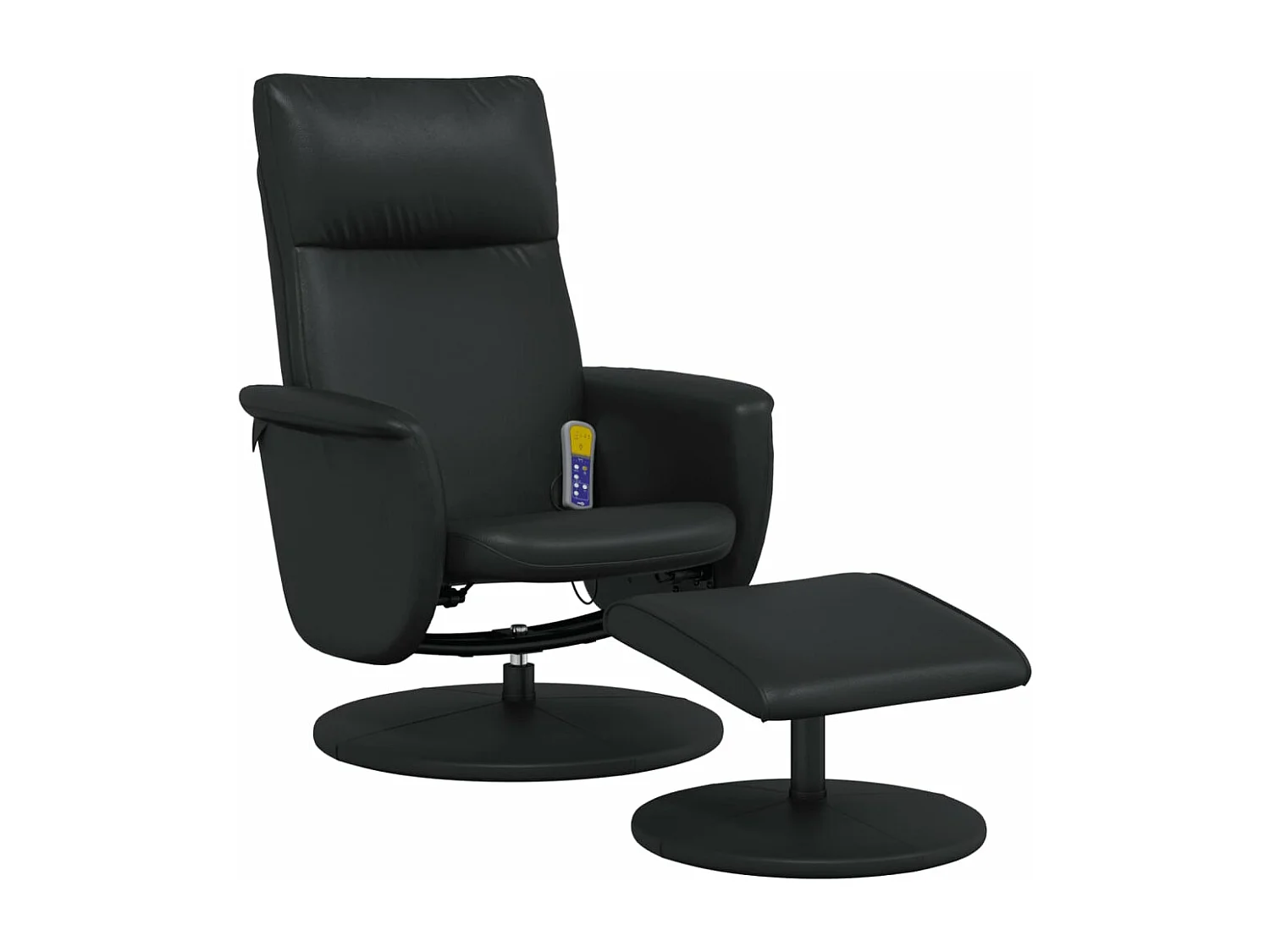 Massagesessel mit Fußhocker Schwarz Kunstleder