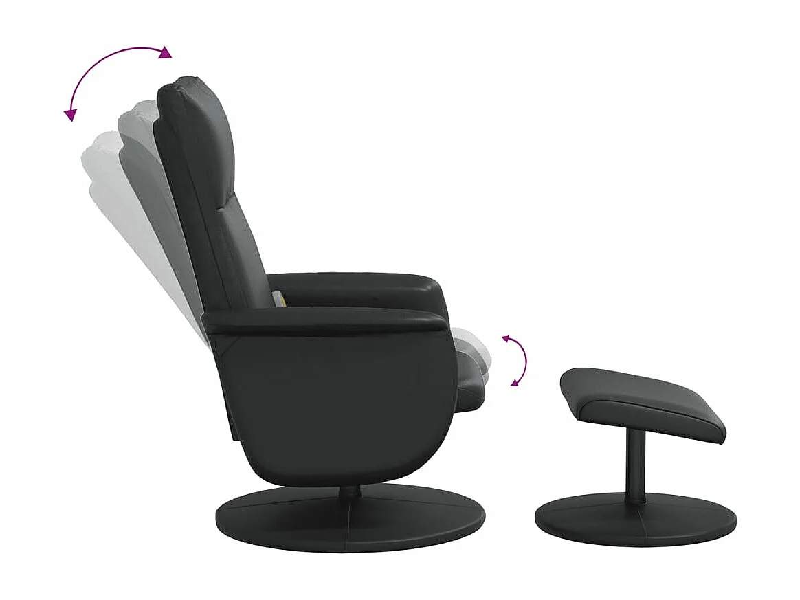 Massagesessel mit Fußhocker Schwarz Kunstleder