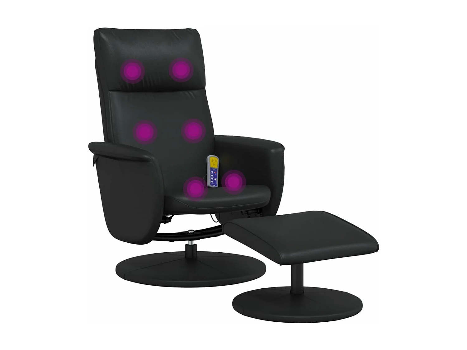 Massagesessel mit Fußhocker Schwarz Kunstleder