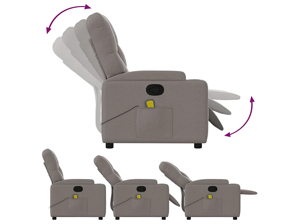 Fauteuil de massage inclinable Taupe Tissu