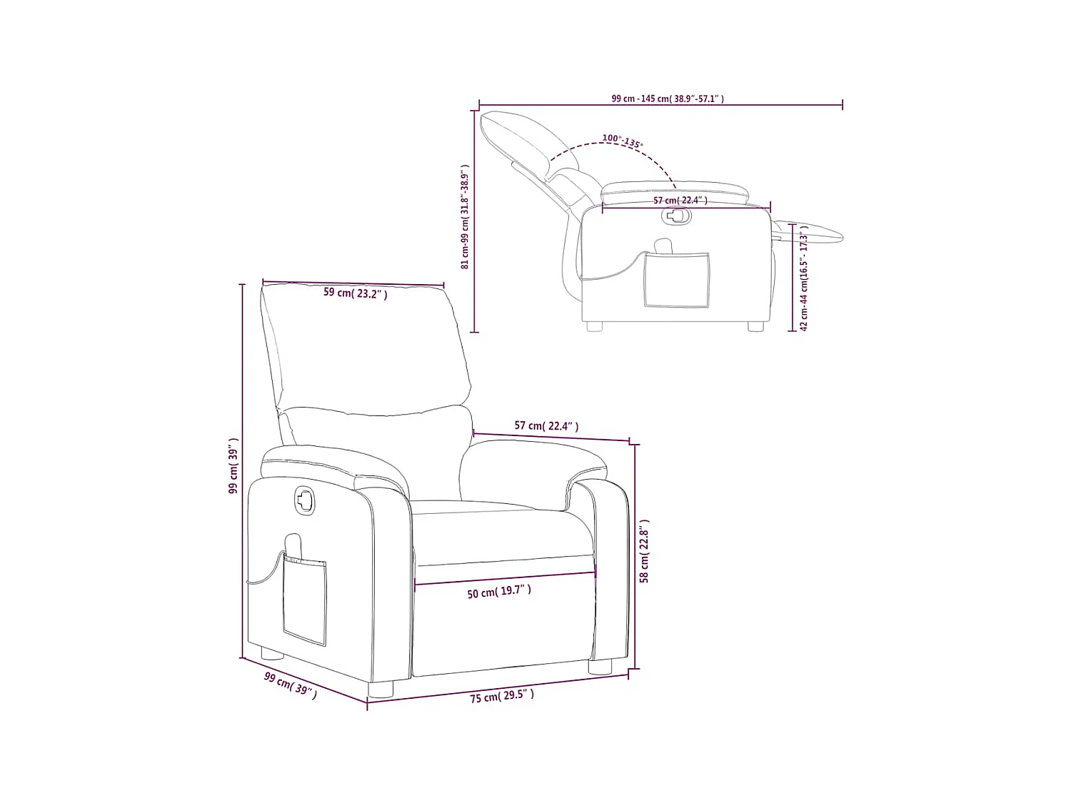 Fauteuil de massage inclinable Cappuccino Similicuir