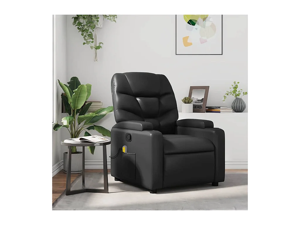 Fauteuil de massage inclinable Noir Similicuir