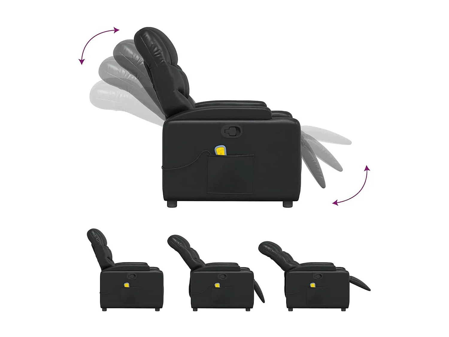 Fauteuil de massage inclinable Noir Similicuir
