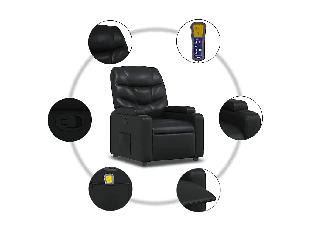 Fauteuil de massage inclinable Noir Similicuir