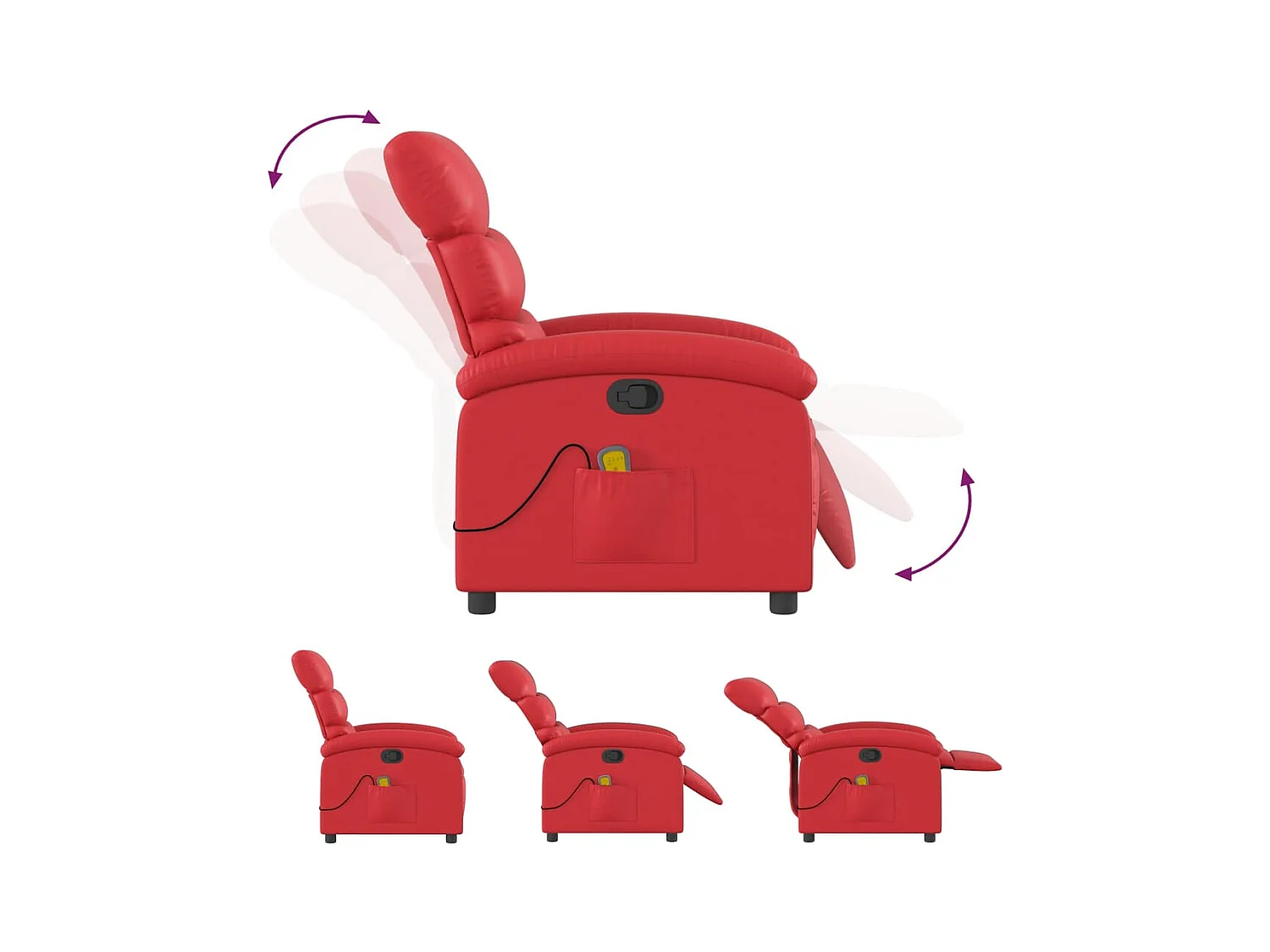 Fauteuil de massage inclinable rouge similicuir