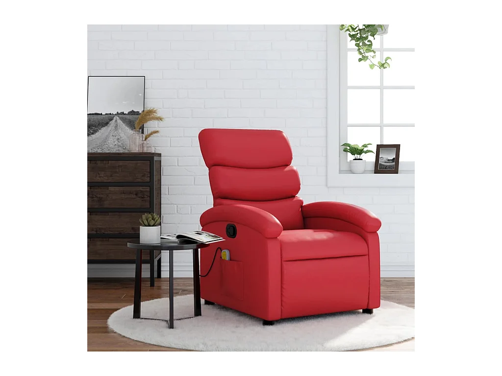 Fauteuil de massage inclinable rouge similicuir