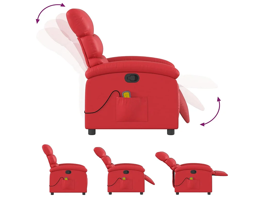 Fauteuil de massage inclinable rouge similicuir