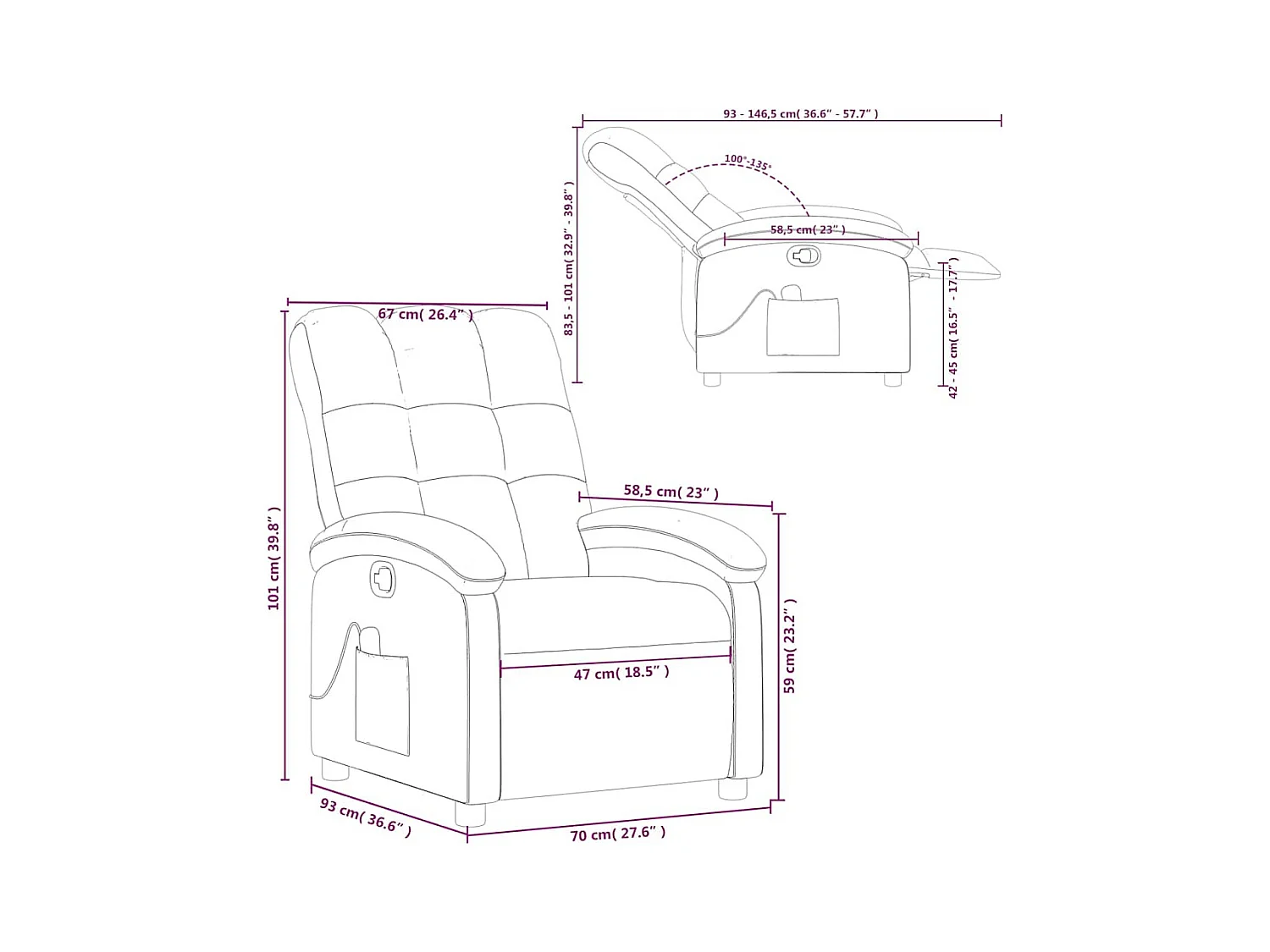 Massagestoel verstelbaar stof zwart