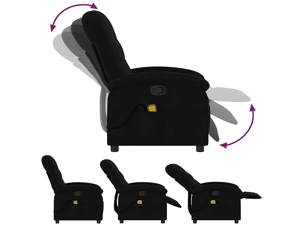 Fauteuil de massage inclinable Noir Tissu