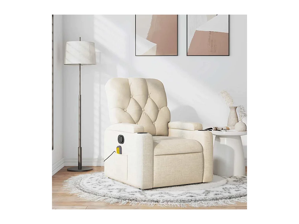 Fauteuil de massage inclinable Crème Tissu