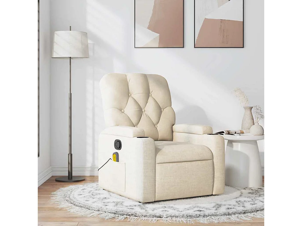 Fauteuil de massage inclinable Crème Tissu