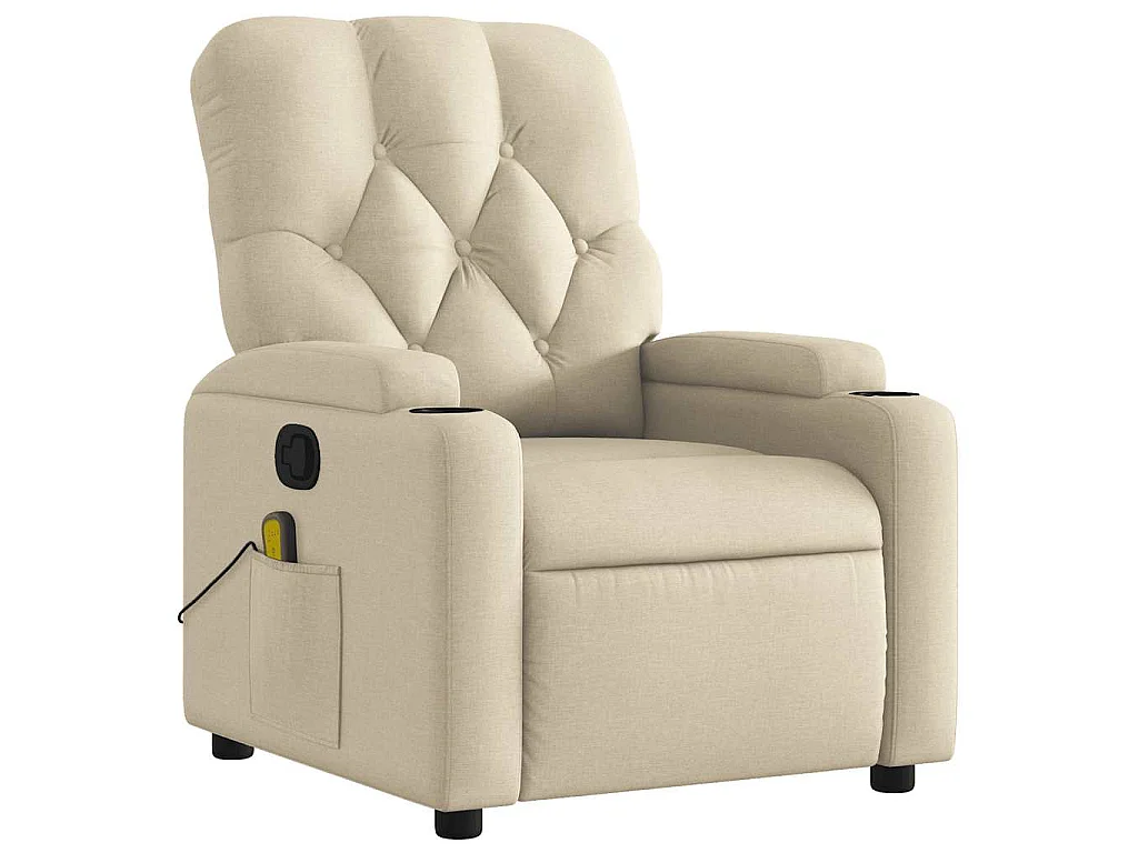 Fauteuil de massage inclinable Crème Tissu