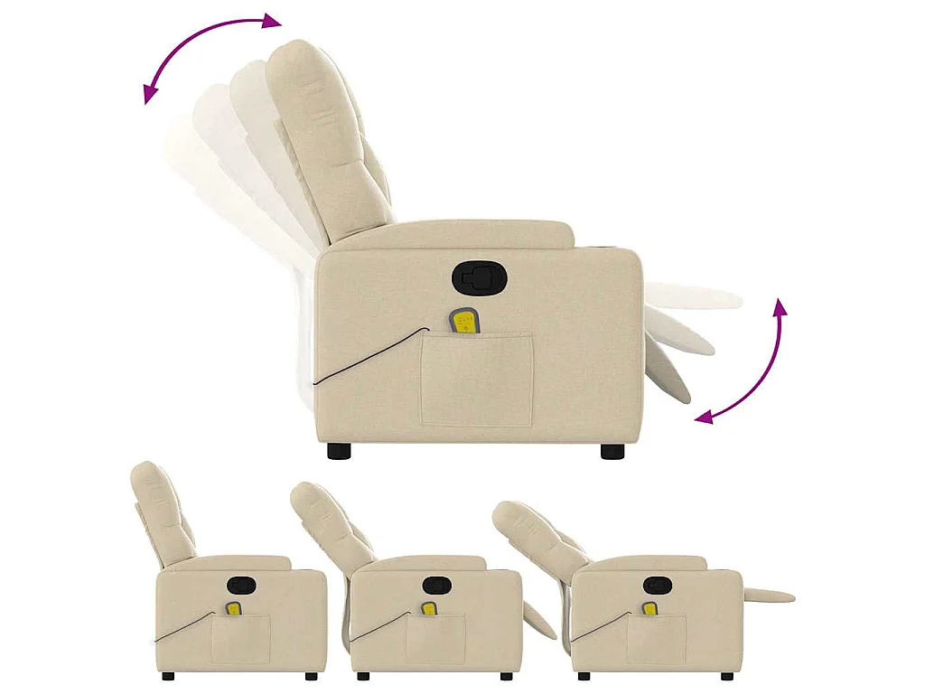 Fauteuil de massage inclinable Crème Tissu