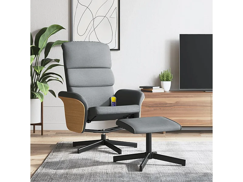 Poltrona Reclinante Massaggio Poggiapiedi Grigio Chiaro Tessuto