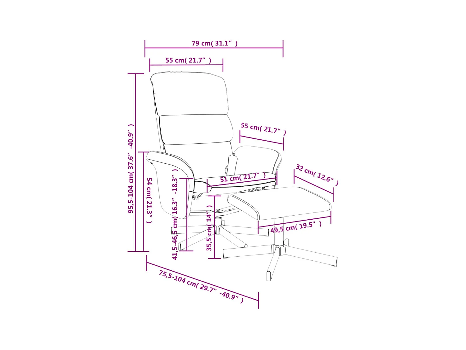 Massagesessel mit Fußhocker Hellgrau Stoff