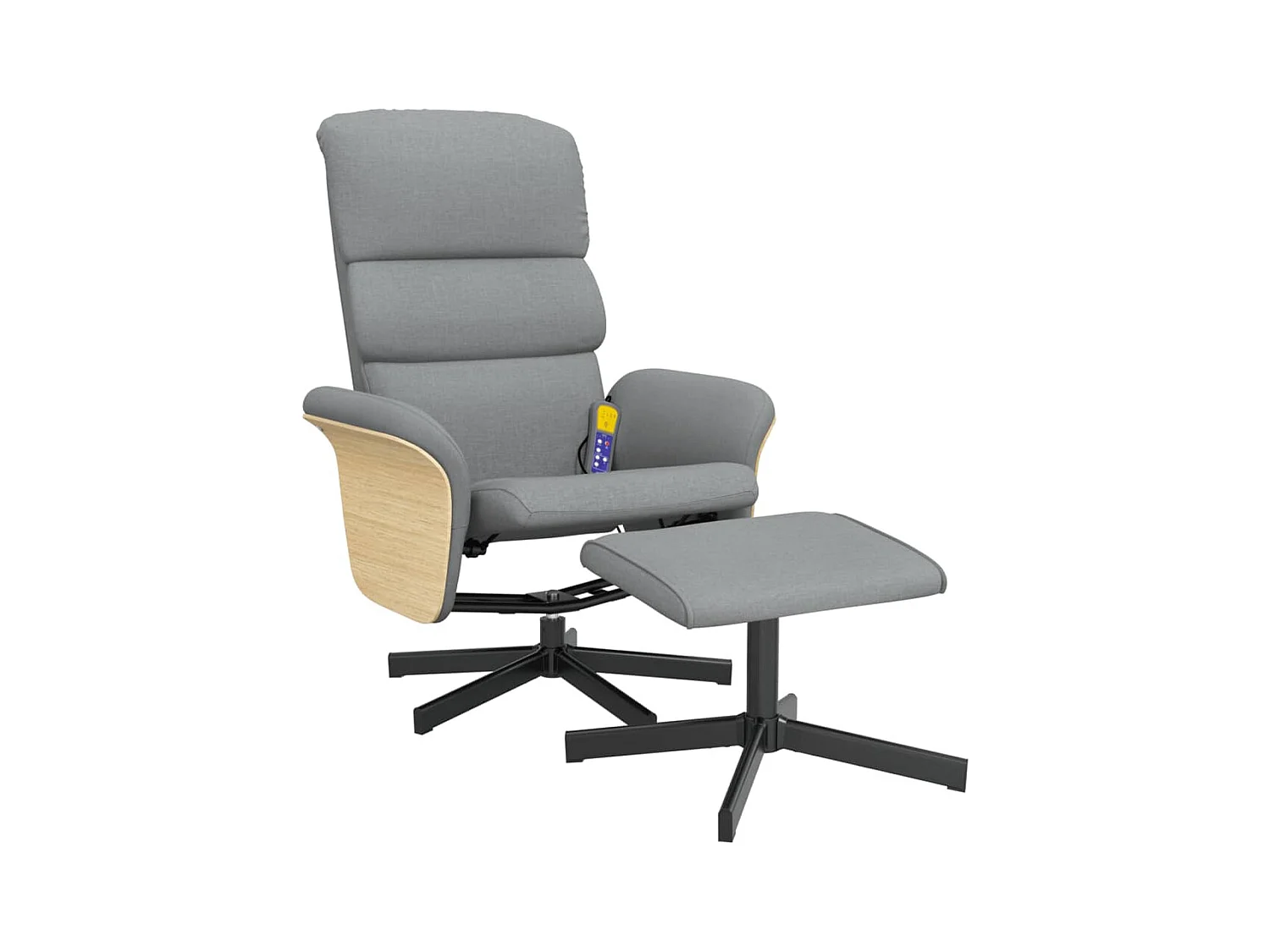 Fauteuil inclinable de massage et repose-pied gris clair tissu