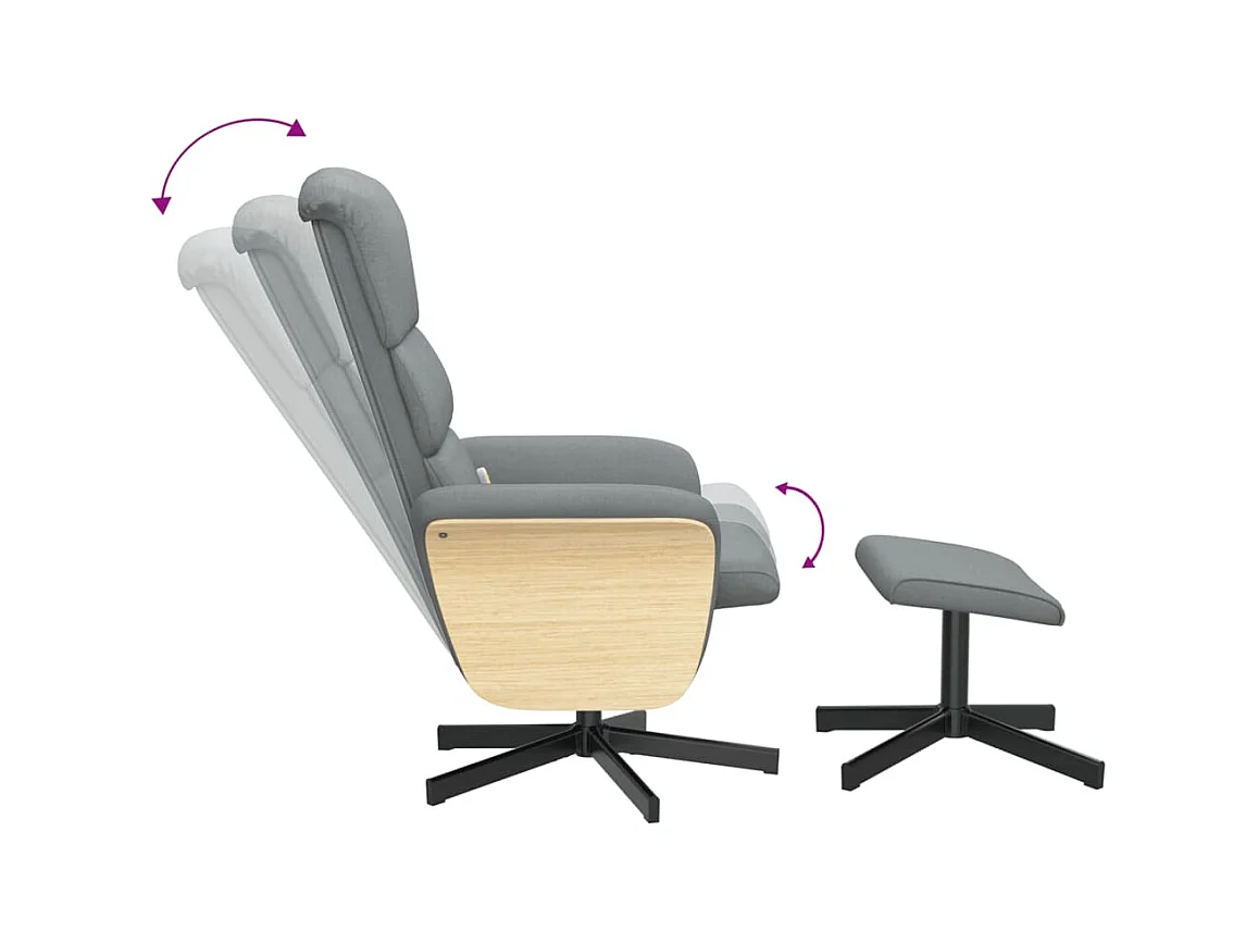 Fauteuil inclinable de massage et repose-pied gris clair tissu