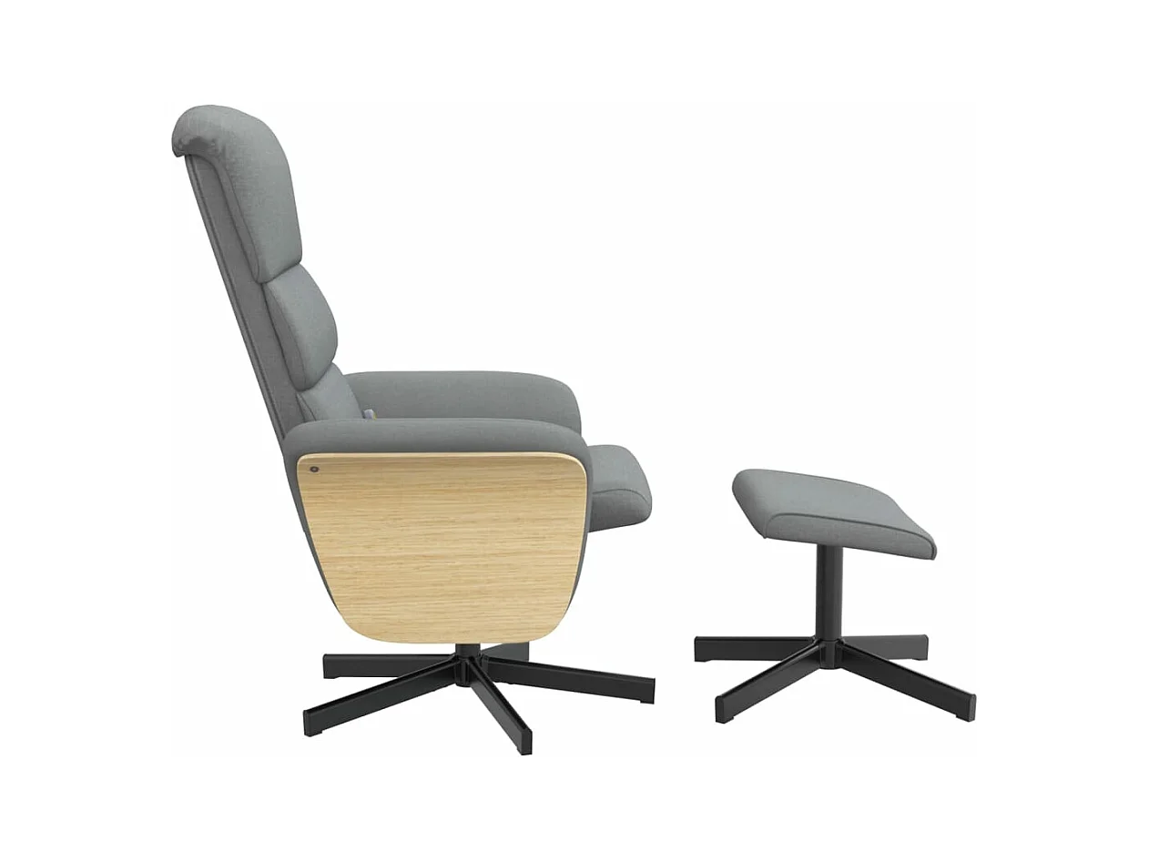 Fauteuil inclinable de massage et repose-pied gris clair tissu
