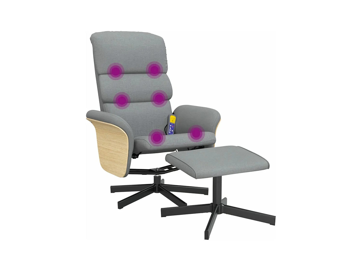 Fauteuil inclinable de massage et repose-pied gris clair tissu