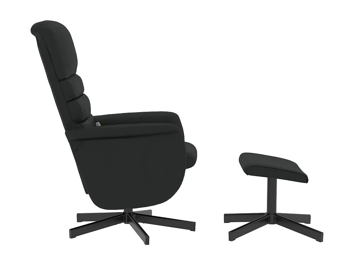 Massagesessel mit Fußhocker Schwarz Kunstleder