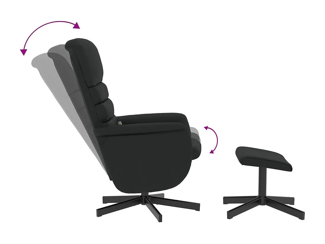 Massagesessel mit Fußhocker Schwarz Kunstleder