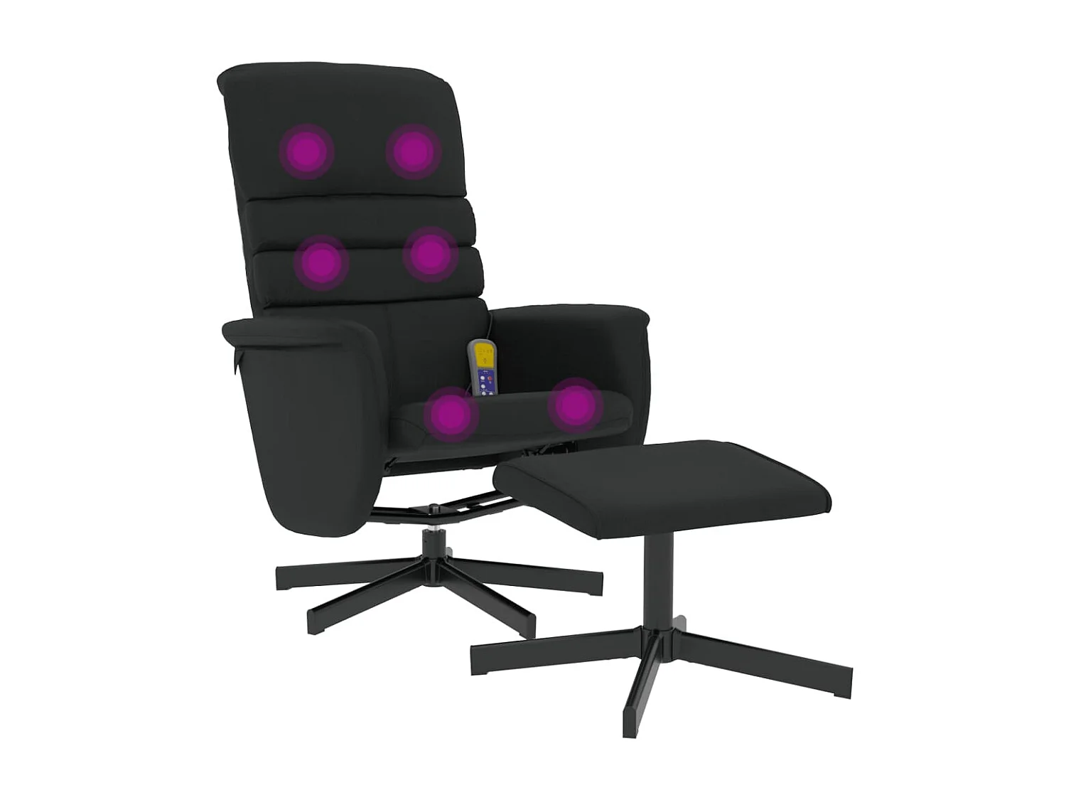 Massagesessel mit Fußhocker Schwarz Kunstleder