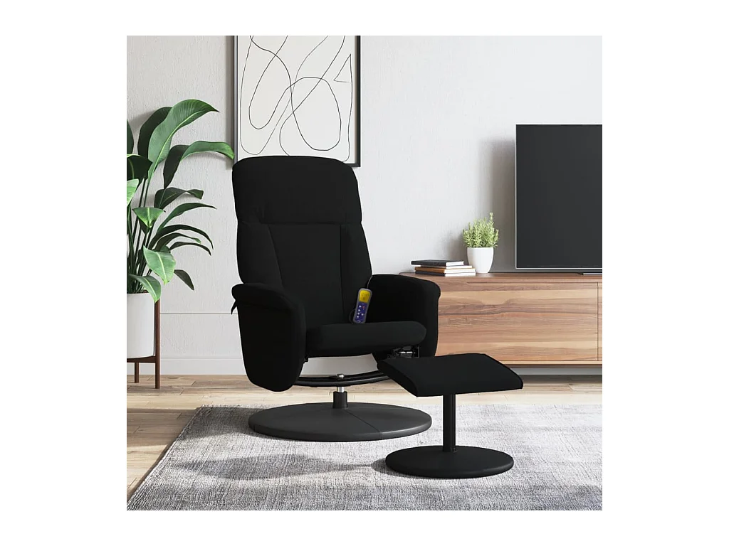 Sillón reclinable de masaje con reposapiés terciopelo negro