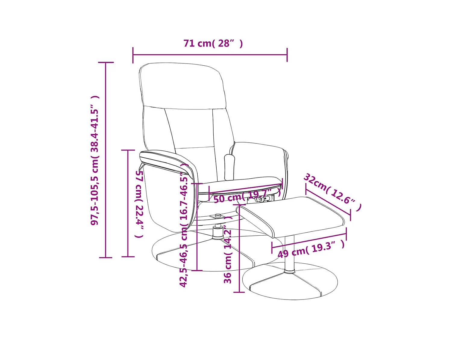 Fauteuil de massage inclinable avec repose-pied noir velours