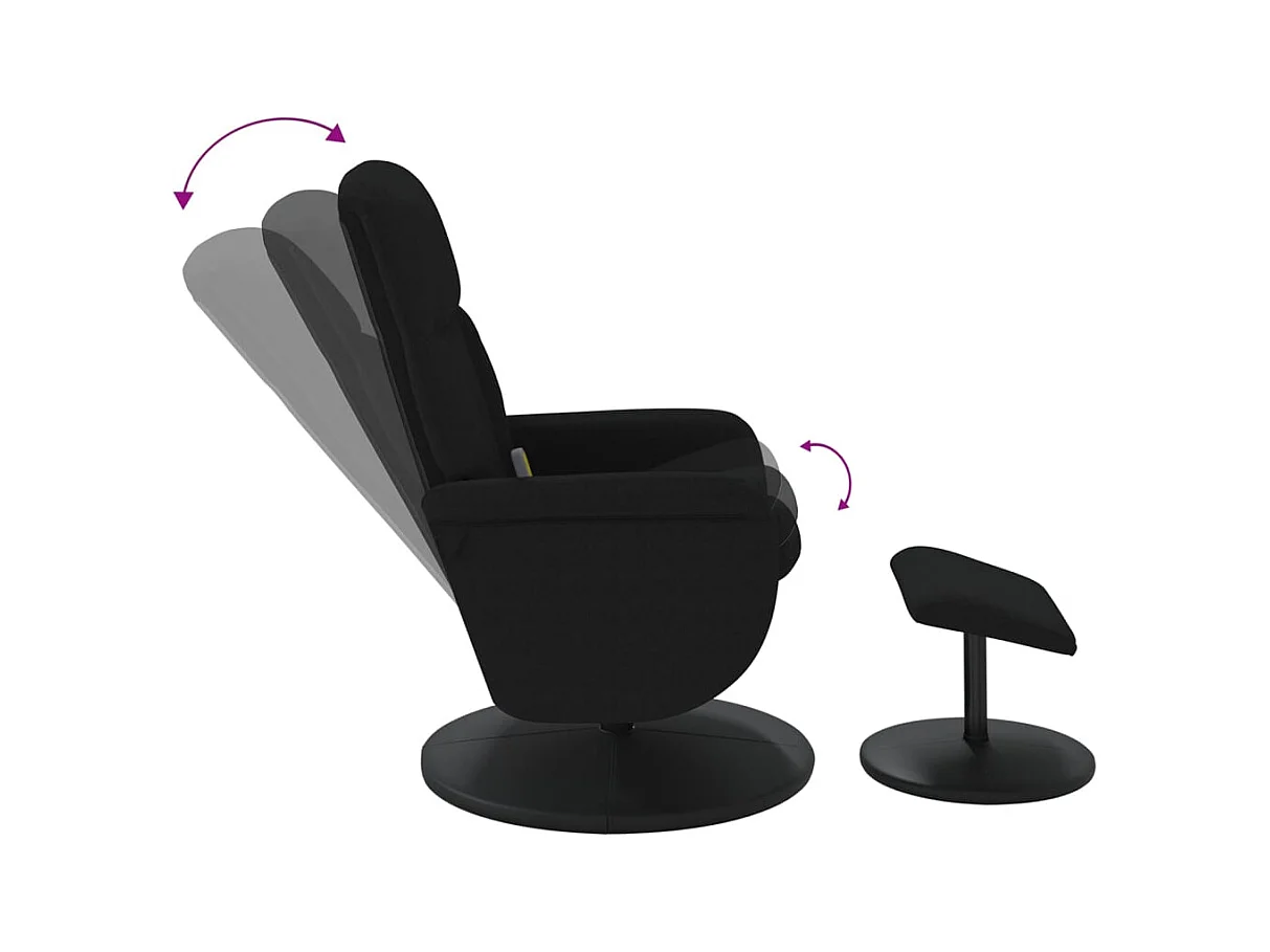 Fauteuil de massage inclinable avec repose-pied noir velours