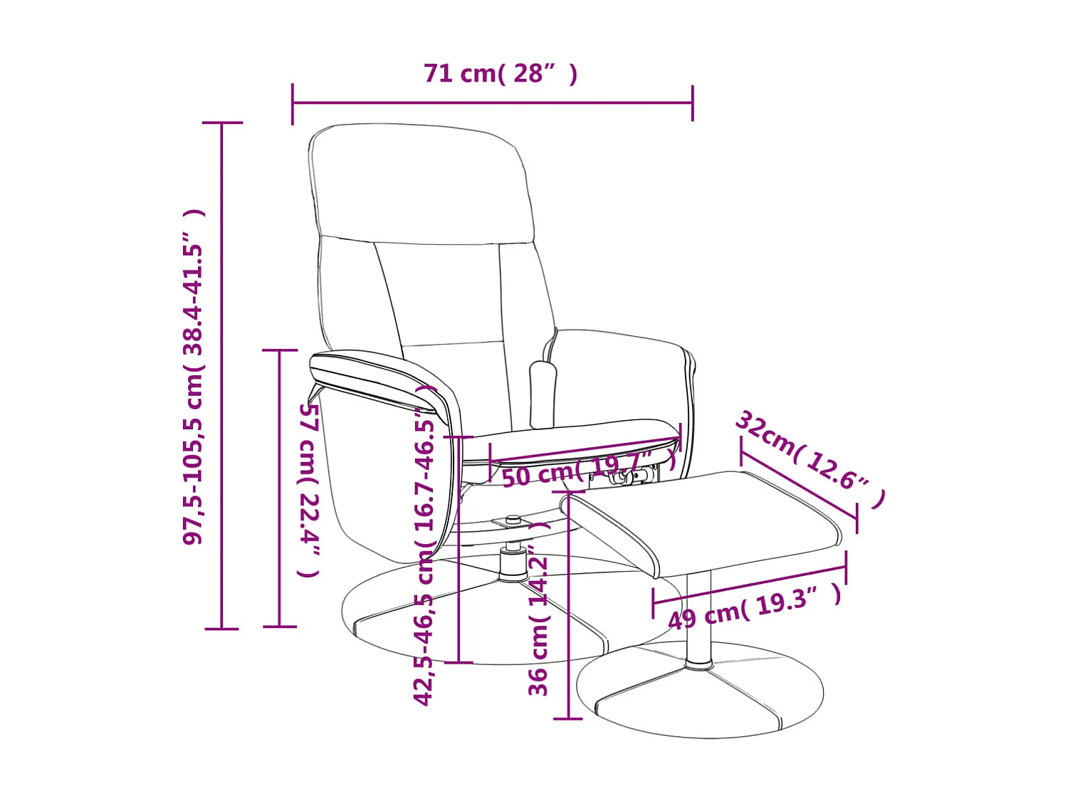 Fauteuil de massage inclinable avec repose-pied noir velours