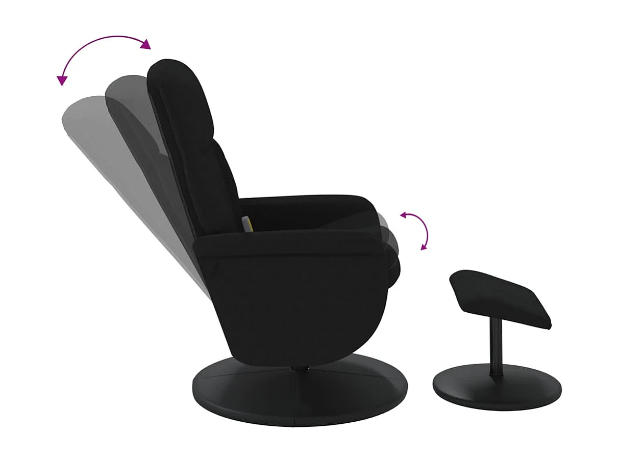 Fauteuil de massage inclinable avec repose-pied noir velours