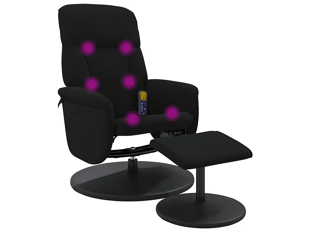 Massagesessel mit Fußhocker Schwarz Samt