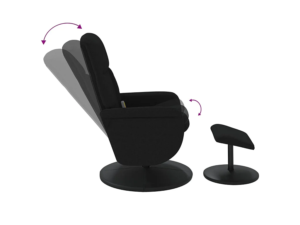 Massagesessel mit Fußhocker Schwarz Samt