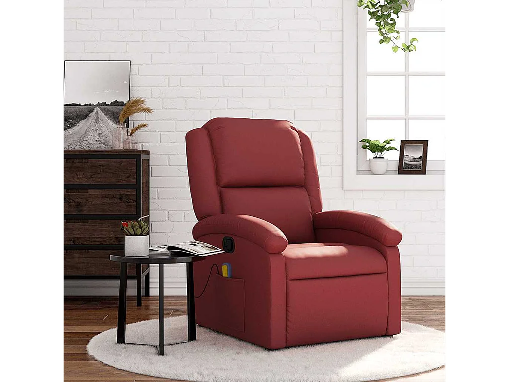 Fauteuil de massage inclinable Rouge bordeaux Similicuir