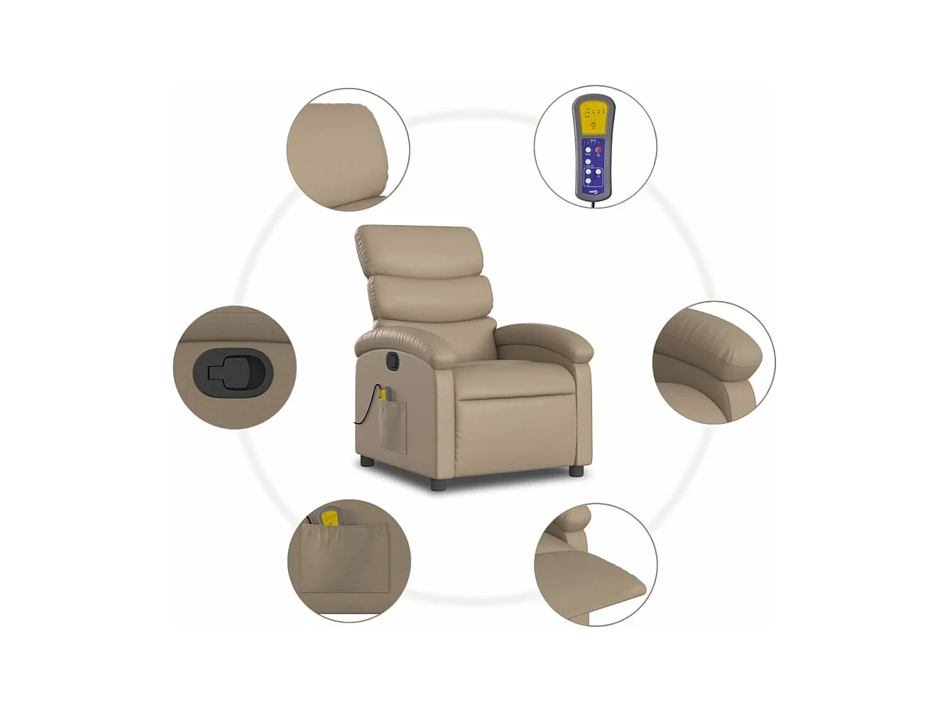 Massagesessel Cappuccino-Braun Kunstleder