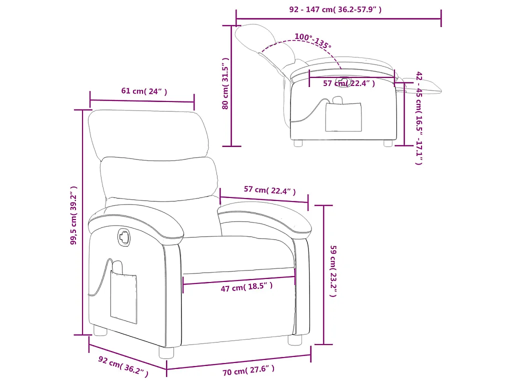 Fauteuil de massage inclinable Cappuccino Similicuir