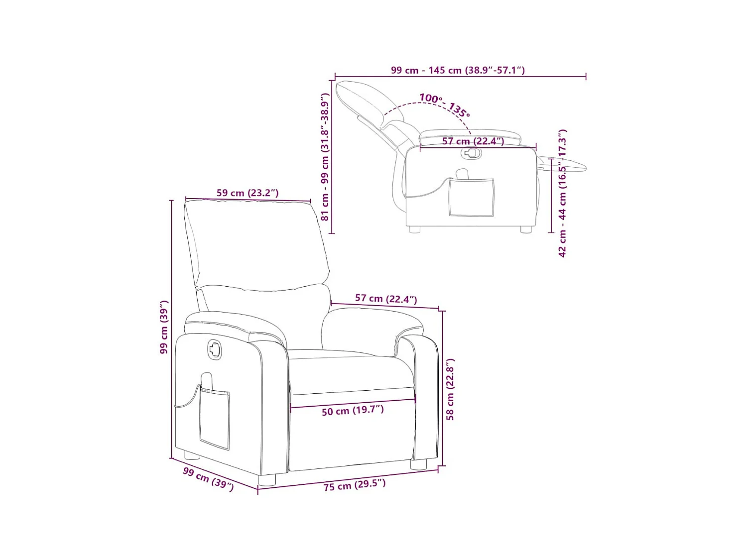 Massagestoel verstelbaar kunstleer zwart