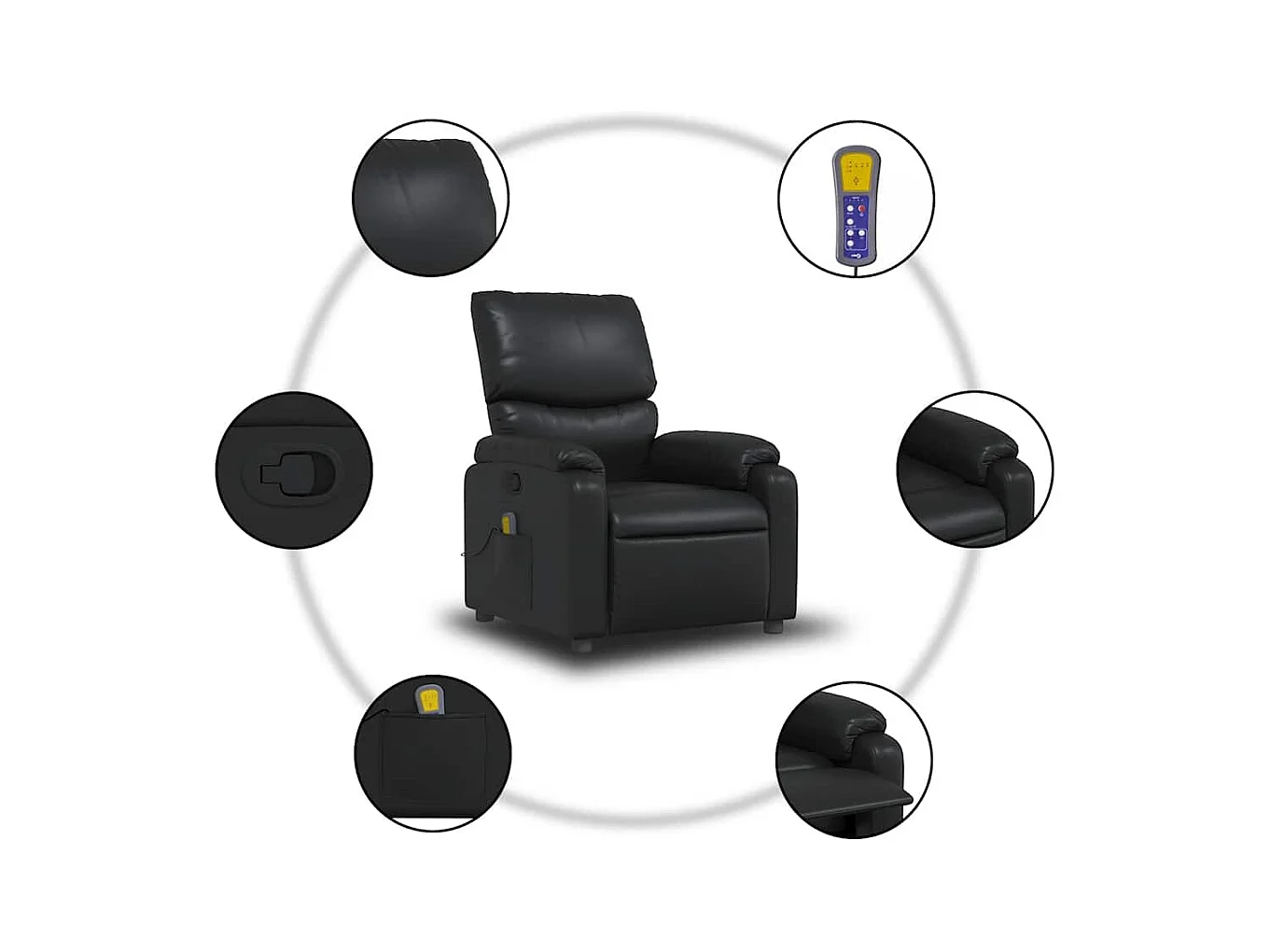 Massagestoel verstelbaar kunstleer zwart