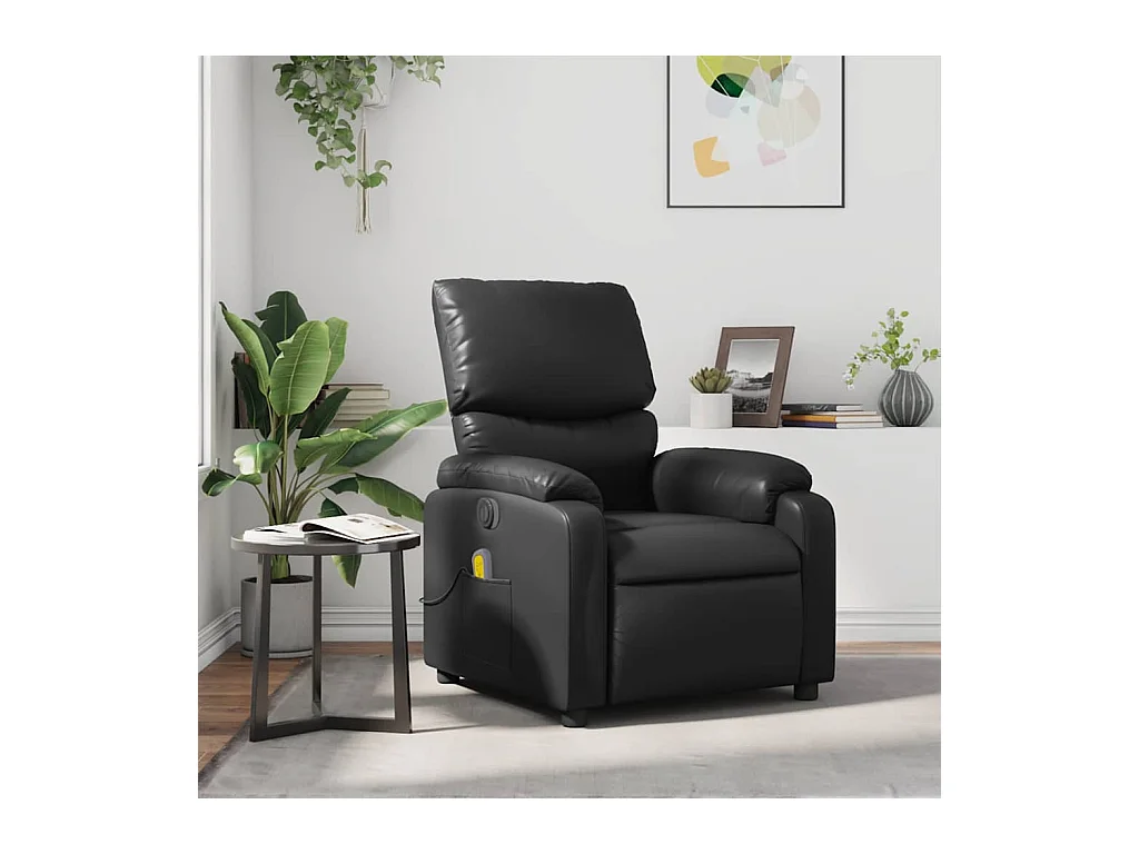 Fauteuil de massage inclinable Noir Similicuir